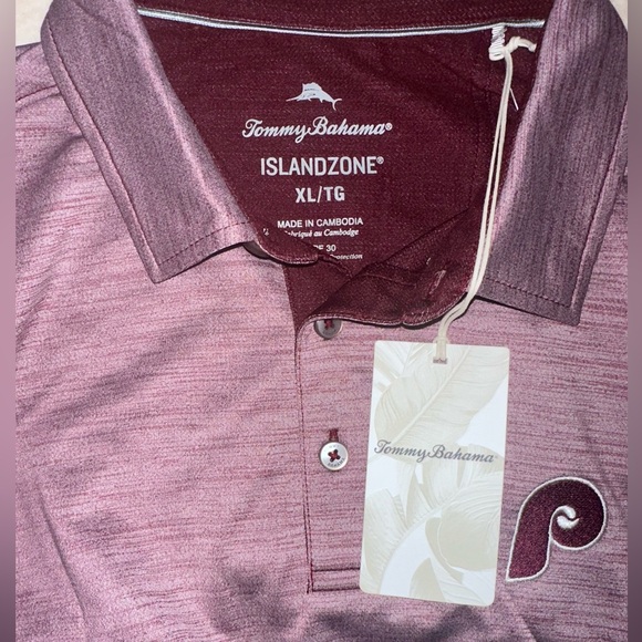 TOMMY BAHAMA 👕 PHILLIES MENS MAROON SPORT SAN RAPHAEL SHORT SLEEVE POLO, NWT,XL - Picture 3 of 4
